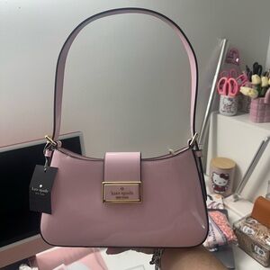Kate Spade Pink Structured Shoulder Bag with Gold Accents